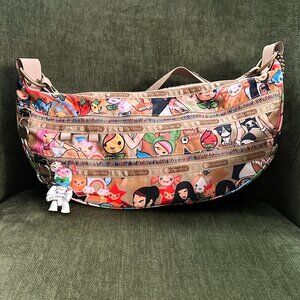 TokiDoki X LeSportSac Handbag Flower'Spring Print, with Qee Bear Keychain